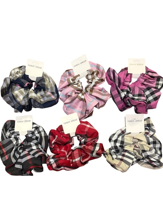 Accessories - Plaid Scrunchie Hair Tie - Assorted Colors
